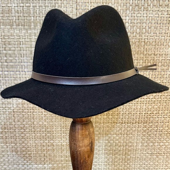 🌟2xHP🌟Black 100% Wool Wide Brim Fedora by Free Press - Picture 2 of 9